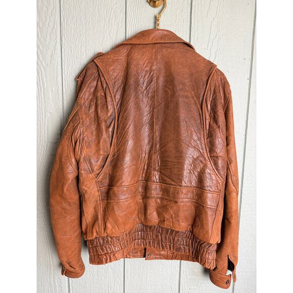 Vintage Berman’s Leather Experts Bomber Jacket Distressed Brown – Size Small - Picture 8 of 10